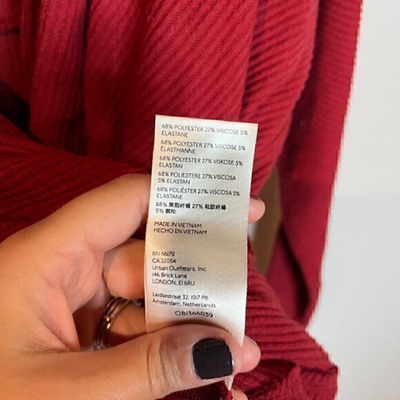 Free People deep red ribbed faux wrap top - Picture 4 of 5